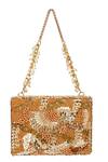 Shop_House Of Kosha_Gold Beads, Sequins, Crystals Suede Embellished Clutch _at_Aza_Fashions