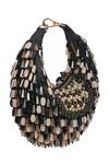 House Of Kosha_Black Beads, Crystals Alara Pastel Suede Hobo Bag _Online_at_Aza_Fashions