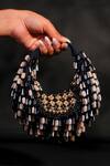 Buy_House Of Kosha_Black Beads, Crystals Alara Pastel Suede Hobo Bag _at_Aza_Fashions