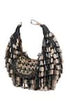 Buy_House Of Kosha_Black Beads, Crystals Alara Pastel Suede Hobo Bag _Online_at_Aza_Fashions