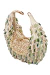 House Of Kosha_Green Beads, Crystals Alara Pastel Suede Hobo Bag _Online_at_Aza_Fashions