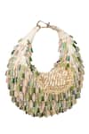 Shop_House Of Kosha_Green Beads, Crystals Alara Pastel Suede Hobo Bag _at_Aza_Fashions