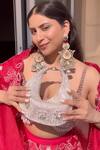 Buy_House Of Kosha_Silver Embroidery, Tassels Elina Suede Hobo Bag _at_Aza_Fashions