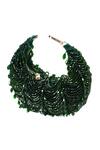 Buy_House Of Kosha_Green Beads, Crystals Liona Suede Embellished Hobo Bag _Online_at_Aza_Fashions