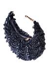 House Of Kosha_Navy Beads, Sequins Blue Suede Beaded Hobo Bag _Online_at_Aza_Fashions