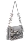 House Of Kosha_Gray Crystals Elana Grey Suede Mini Clutch Bag _Online_at_Aza_Fashions