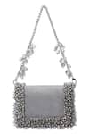 Buy_House Of Kosha_Gray Crystals Elana Grey Suede Mini Clutch Bag _Online_at_Aza_Fashions