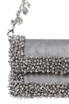Shop_House Of Kosha_Gray Crystals Elana Grey Suede Mini Clutch Bag _Online_at_Aza_Fashions