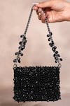 Buy_House Of Kosha_Black Crystals Kiyara Suede Clutch Bag _at_Aza_Fashions