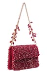House Of Kosha_Maroon Crystals Kiyara Suede Mini Clutch _Online_at_Aza_Fashions