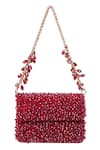 Buy_House Of Kosha_Maroon Crystals Kiyara Suede Mini Clutch _Online_at_Aza_Fashions