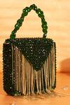 House Of Kosha_Green Crystals, Chains Natali Embellished Mini Bag _Online_at_Aza_Fashions