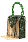 House Of Kosha_Green Crystals, Chains Natali Embellished Mini Bag _at_Aza_Fashions