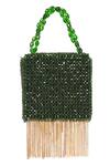 Shop_House Of Kosha_Green Crystals, Chains Natali Embellished Mini Bag _at_Aza_Fashions