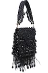 House Of Kosha Black Crystals, Feathers Luna Suede Embellished Mini Bag Online at Aza Fashions House Of Kosha_Black Crystals, Feathers Luna Suede Embellished Mini Bag _Online_at_Aza_Fashions