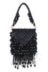 Shop House Of Kosha Black Crystals, Feathers Luna Suede Embellished Mini Bag Online at Aza Fashions Shop_House Of Kosha_Black Crystals, Feathers Luna Suede Embellished Mini Bag _Online_at_Aza_Fashions