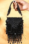 Shop House Of Kosha Black Crystals, Feathers Luna Suede Embellished Mini Bag at Aza Fashions Shop_House Of Kosha_Black Crystals, Feathers Luna Suede Embellished Mini Bag _at_Aza_Fashions