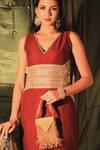 Buy_House Of Kosha_Gold Crystals, Feathers Luna Suede Embellished Mini Bag _at_Aza_Fashions