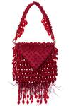 Buy_House Of Kosha_Maroon Crystals, Feathers Luna Suede Mini Bag _Online_at_Aza_Fashions