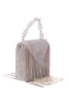 House Of Kosha_Silver Crystals, Chains Natali Embellished Mini Bag _Online_at_Aza_Fashions