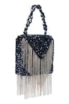 Shop_House Of Kosha_Navy Crystals, Chains Blue Embellished Mini Bag _Online_at_Aza_Fashions