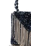 House Of Kosha_Navy Crystals, Chains Blue Embellished Mini Bag _at_Aza_Fashions