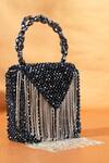 Shop_House Of Kosha_Navy Crystals, Chains Blue Embellished Mini Bag _at_Aza_Fashions