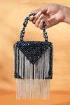 Buy_House Of Kosha_Navy Crystals, Chains Blue Embellished Mini Bag _at_Aza_Fashions