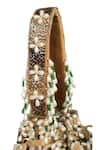 House Of Kosha_Gold Beads, Pearls Suede Embellished Potli _at_Aza_Fashions