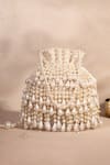 Shop_House Of Kosha_Ivory Pearls Zarah Suede Potli _Online_at_Aza_Fashions