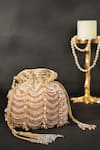 Shop_House Of Kosha_Gold Beads, Crystals Gulzar And Silver Embellished Potli _at_Aza_Fashions