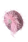 Buy_House Of Kosha_Lilac Feathers, Crystals Kiraz Suede Embellished Round Bag _Online_at_Aza_Fashions