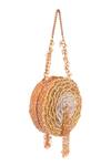 House Of Kosha_Gold Cut Work, Beads, Embroidery Ella Suede Embellished Bag _Online_at_Aza_Fashions