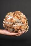Shop_House Of Kosha_Gold Beads, Sequins, Crystals Amna Suede Embellished Round Bag _at_Aza_Fashions