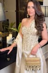 Buy_House Of Kosha_Gold Mirrors, Crystals Mirrorwork Vanity Bag _at_Aza_Fashions