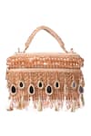 Shop_House Of Kosha_Gold Mirrors, Crystals Mirrorwork Vanity Bag _Online_at_Aza_Fashions