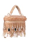 House Of Kosha_Gold Mirrors, Crystals Mirrorwork Vanity Bag _at_Aza_Fashions