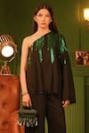 Buy_House Of Kosha_Green Mirrors, Crystals Mirrorwork Vanity Bag _at_Aza_Fashions