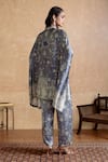 Shop_Ritu Kumar_Gray Silk, Viscose Embroidery High Neck Designer Kurta And Pant Set _at_Aza_Fashions