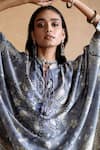 Ritu Kumar_Gray Silk, Viscose Embroidery High Neck Designer Kurta And Pant Set _at_Aza_Fashions