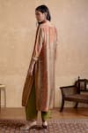 Shop_Ritu Kumar_Brown Silk, Cotton, Viscose Embroidery Round Neck Kurta Set _at_Aza_Fashions