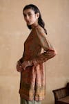 Ritu Kumar_Brown Silk Collared Designer Kurta _Online_at_Aza_Fashions