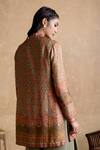 Shop_Ritu Kumar_Brown Silk Collared Designer Kurta _at_Aza_Fashions