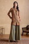 Buy_Ritu Kumar_Brown Silk Collared Designer Kurta _at_Aza_Fashions