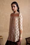 Ritu Kumar_Beige Viscose Embroidery Mandarin Collar Multi Designer Kurta _Online_at_Aza_Fashions