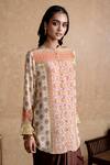 Shop_Ritu Kumar_Beige Viscose Embroidery Mandarin Collar Multi Designer Kurta _Online_at_Aza_Fashions