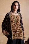 Buy_Ritu Kumar_Multi Color Viscose Embroidery Round , Keyhole Black And Printed Kurti _at_Aza_Fashions