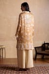 Shop_Ritu Kumar_Brown Viscose Embroidery Mandarin Collar Printed Designer Kurta _at_Aza_Fashions