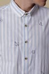 Buy_Lacquer Embassy_Blue Cotton Embroidery Light Striped Shirt _Online_at_Aza_Fashions