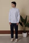 Shop_Lacquer Embassy_Blue Cotton Embroidery Light Striped Shirt _Online_at_Aza_Fashions